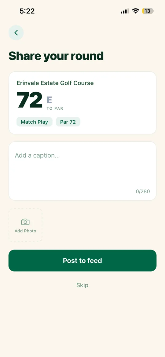 Condor app: share round screen